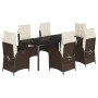 Set comedor de jardín 7 pzas con cojines ratán sintético marrón de , Conjuntos de jardín - Ref: Foro24-3213211, Precio: 1,00 ...