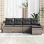 Conjunto de sofá de jardín con cojín 5 pcs Gris Poliratán