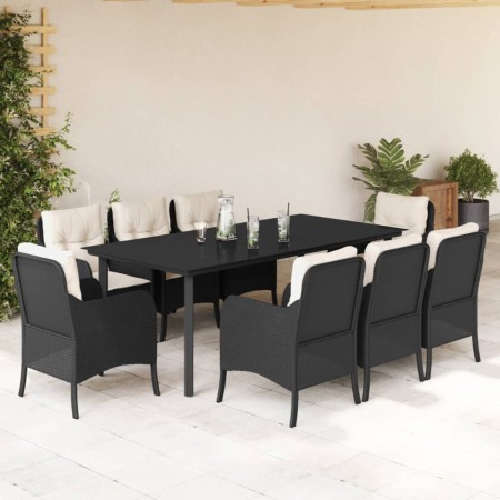 Set de comedor de jardín 9 pzas y cojines ratán sintético negro by , Garden sets - Ref: Foro24-3211919, Price: 1,00 €, Discou...