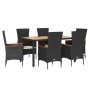 Set de comedor de jardín 7 pzas y cojines ratán sintético negro von , Gartensets - Ref: Foro24-3277512, Preis: 697,36 €, Raba...