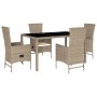 Set comedor de jardín 5 pzas con cojines ratán sintético beige by , Garden sets - Ref: Foro24-3277573, Price: 555,93 €, Disco...