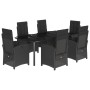 Set de comedor de jardín 7 pzas y cojines ratán sintético negro von , Gartensets - Ref: Foro24-3212327, Preis: 869,32 €, Raba...