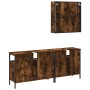 Set de muebles baño 3 pzas madera contrachapada roble ahumado de , Muebles de baño - Ref: Foro24-3214727, Precio: 163,75 €, D...
