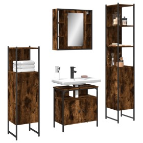 Set de muebles de baño 4 piezas madera contrachapada roble humo von , Badezimmermöbel - Ref: Foro24-3214767, Preis: 243,67 €,...