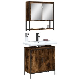 Set de muebles baño 2 pzas madera contrachapada roble ahumado de , Muebles de baño - Ref: Foro24-3214662, Precio: 119,52 €, D...