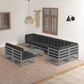 Juego de muebles de jardín 9 pzas y cojines madera maciza pino de vidaXL, Conjuntos de jardín - Ref: Foro24-3076671, Precio: ...