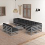 Garden furniture set 9 pieces and cushions solid pine wood by vidaXL, Garden sets - Ref: Foro24-3076671, Price: 815,46 €, Dis...