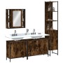 Set de muebles de baño 4 piezas madera contrachapada roble humo de , Muebles de baño - Ref: Foro24-3214752, Precio: 257,50 €,...