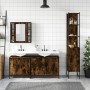 Set de muebles de baño 4 piezas madera contrachapada roble humo de , Muebles de baño - Ref: Foro24-3214752, Precio: 257,50 €,...