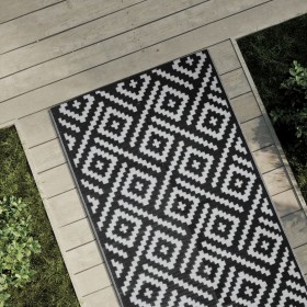 Alfombra de exterior ARAKIL blanco y negro 80x250 cm PP by , Outdoor protectors - Ref: Foro24-368575, Price: 34,57 €, Discoun...