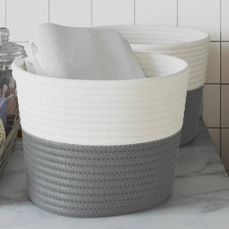 Cestas de almacenaje 2 uds algodón gris y blanco Ø24x18 cm de , Cestas - Ref: Foro24-358453, Precio: 23,41 €, Descuento: -5%%