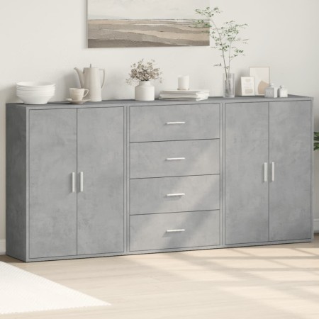 Aparadores 3 uds madera de ingeniería gris hormigón 60x31x84 cm by , Sideboards - Ref: Foro24-3276577, Price: 217,07 €, Disco...