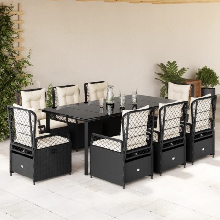 Set de comedor de jardín 9 pzas y cojines ratán sintético negro von , Gartensets - Ref: Foro24-3262970, Preis: 974,46 €, Raba...