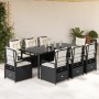 Set de comedor de jardín 9 pzas y cojines ratán sintético negro von , Gartensets - Ref: Foro24-3262970, Preis: 974,46 €, Raba...