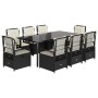 Set de comedor de jardín 9 pzas y cojines ratán sintético negro de , Conjuntos de jardín - Ref: Foro24-3262970, Precio: 958,07 €