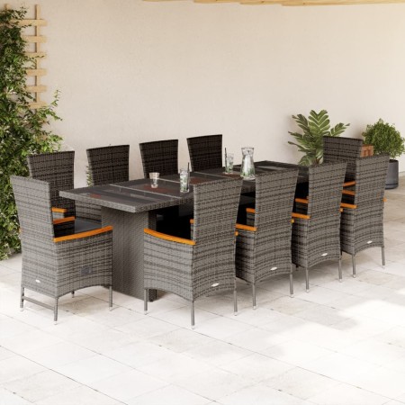 Set de comedor de jardín 11 pzas y cojines ratán sintético gris by , Garden sets - Ref: Foro24-3277559, Price: 1,00 €, Discou...