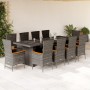 Set de comedor de jardín 11 pzas y cojines ratán sintético gris by , Garden sets - Ref: Foro24-3277559, Price: 1,00 €, Discou...
