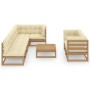 Gartenmöbel 8 Stück und Kissen aus massivem Kiefernholz von vidaXL, Gartensets - Ref: Foro24-3076702, Preis: 832,17 €, Rabatt: %