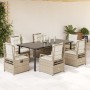 Set comedor de jardín 7 pzas con cojines ratán sintético beige by , Garden sets - Ref: Foro24-3263025, Price: 836,03 €, Disco...