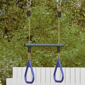 Barra trapecio con anillas de gimnasia niños acero azul y verde von , Zubehör für Schaukeln und Spielgeräte - Ref: Foro24-400...