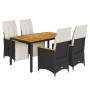 Mesita y sillas jardín 5 pzas y cojines ratán sintético negro von , Gartensets - Ref: Foro24-3276961, Preis: 625,72 €, Rabatt: %