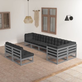 Muebles de jardín 8 pzas y cojines madera maciza pino de vidaXL, Conjuntos de jardín - Ref: Foro24-3076666, Precio: 783,66 €,...