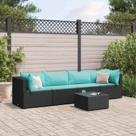 Set de muebles de jardín 5 pzas y cojines ratán sintético negro von , Gartensets - Ref: Foro24-3308012, Preis: 328,12 €, Raba...