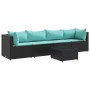 Set de muebles de jardín 5 pzas y cojines ratán sintético negro von , Gartensets - Ref: Foro24-3308012, Preis: 328,12 €, Raba...