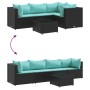 Set de muebles de jardín 5 pzas y cojines ratán sintético negro von , Gartensets - Ref: Foro24-3308012, Preis: 328,12 €, Raba...