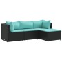 Juego de jardín con cojines 4 piezas ratán sintético negro by , Garden sets - Ref: Foro24-3308052, Price: 258,43 €, Discount: %