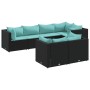 Set de muebles de jardín y cojines 7 pzas ratán sintético negro by , Garden sets - Ref: Foro24-3308188, Price: 504,16 €, Disc...