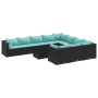 Set de sofás de jardín 11 pzas y cojines ratán sintético negro by , Garden sets - Ref: Foro24-3308340, Price: 801,56 €, Disco...