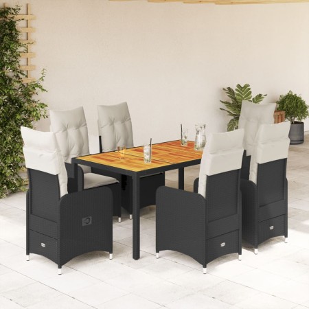 Set de mesa y sillas de jardín 7 pzas y cojines ratán PE negro by , Garden sets - Ref: Foro24-3276980, Price: 828,10 €, Disco...