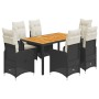 Set de mesa y sillas de jardín 7 pzas y cojines ratán PE negro by , Garden sets - Ref: Foro24-3276980, Price: 828,10 €, Disco...