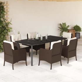 Set comedor de jardín 7 pzas con cojines ratán sintético marrón von , Gartensets - Ref: Foro24-3211946, Preis: 785,81 €, Raba...