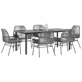 Juego comedor jardín 7 pzas cojines ratán sintético vidrio gris von , Gartensets - Ref: Foro24-3334581, Preis: 555,31 €, Raba...