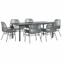 Juego comedor jardín 7 pzas cojines ratán sintético vidrio gris von , Gartensets - Ref: Foro24-3334581, Preis: 555,31 €, Raba...