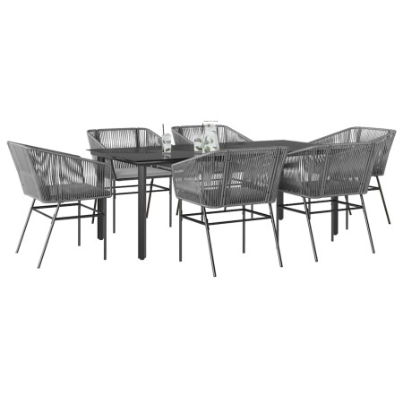 Juego comedor jardín 7 pzas cojines ratán sintético vidrio gris by , Garden sets - Ref: Foro24-3334630, Price: 576,06 €, Disc...