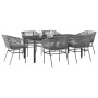 Juego comedor jardín 7 pzas cojines ratán sintético vidrio gris by , Garden sets - Ref: Foro24-3334630, Price: 576,06 €, Disc...