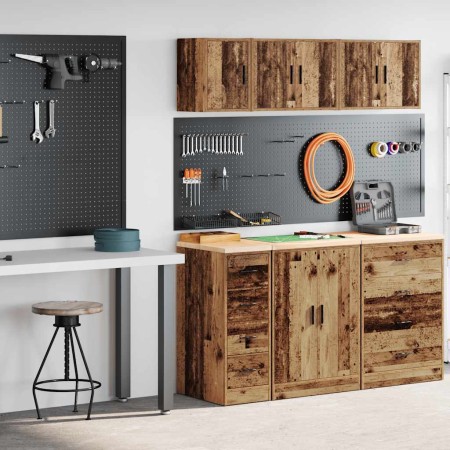 Armarios 2 uds para garaje madera ingeniería antigua madera