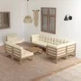 Garden furniture set 9 pieces and cushions solid pine wood by vidaXL, Garden sets - Ref: Foro24-3076682, Price: 892,36 €, Dis...