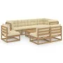 Garden furniture set 9 pieces and cushions solid pine wood by vidaXL, Garden sets - Ref: Foro24-3076682, Price: 892,36 €, Dis...