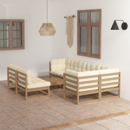 Gartenmöbel 8-teilig und Kissen aus massivem Kiefernholz von vidaXL, Gartensets - Ref: Foro24-3076662, Preis: 785,24 €, Rabat...