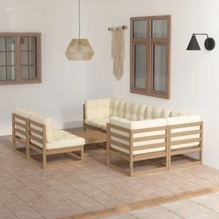 Muebles de jardín 8 pzas y cojines madera maciza pino de vidaXL, Conjuntos de jardín - Ref: Foro24-3076662, Precio: 785,24 €,...