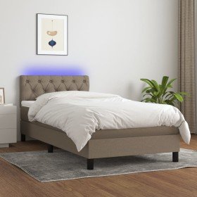 Cama box spring colchón y luces LED gris taupe 80x200 cm Cama box spring colchón y luces LED gris taupe 80x200 cm