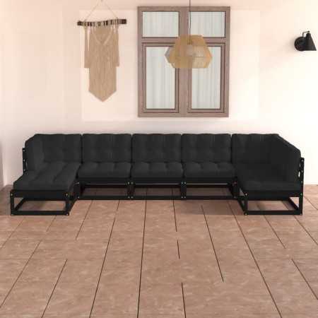 Gartenmöbel-Set 7-teilig und Kissen aus massivem Kiefernholz von vidaXL, Gartensets - Ref: Foro24-3076748, Preis: 771,73 €, R...