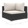 Set de muebles de jardín 9 pzas y cojines ratán sintético negro