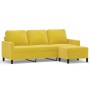 Sofá de 3 plazas con taburete terciopelo amarillo 180 cm by , Sofas - Ref: Foro24-3201061, Price: 300,98 €, Discount: %