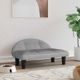 Cama para perros de terciopelo gris claro