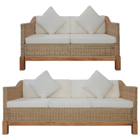Juego de sofás con cojines 2 piezas ratán natural by , Sofas - Ref: Foro24-278615, Price: 1,00 €, Discount: %